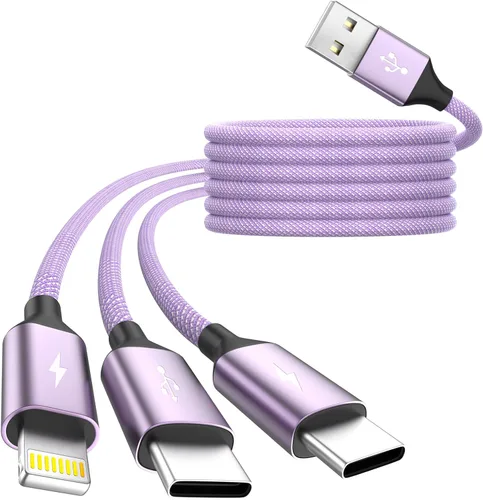 Miniatura 14 de Cable de Carga 4 en 1 de Carga Rápida de 65W, Cable USB C 4 en 1 Cable de Carga Múltiple USB con Chip E-Mark, Cable Cargador Múltiple para iPhone