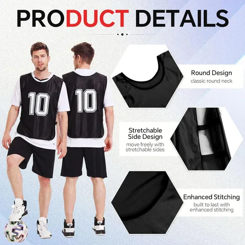 Miniatura 5 de Suhine 48 piezas de Penny de fútbol para deportes, varios colores, chalecos de fútbol Scrimmage Team Practice Jersey para adultos y niños
