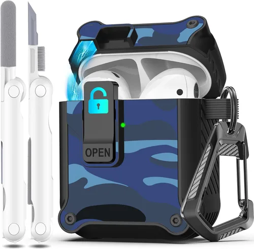 Miniatura 17 de R-fun - Funda para audífonos compatible con AirPods de 4.ª generación 2024, cubierta protectora de expulsión automática a prueba de caídas, puerto