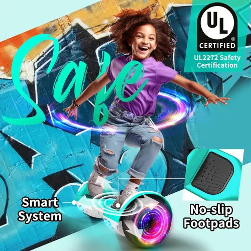 Miniatura 5 de SISIGAD Scooter, 6.5" Flash Wheels & Corlorful LED Lights, All for Girls Boys Kids Ages 6+ M-Verde Blanco