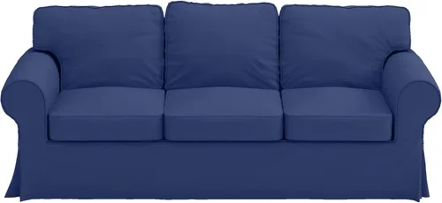 Miniatura 7 de Premium funda de repuesto de algodón pesado Ektorp para sofá de 3 asientos, compatible con funda de sofá de tres plazas IKEA Ektorp (Azul profundo)