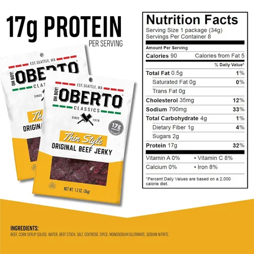 Miniatura 2 de ¡Oh chico! Oberto Classics Thin Style Original Beef Jerky, 1.2 onzas (Pack de 8)