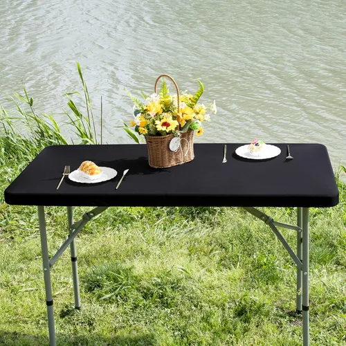 Miniatura 2 de Mantel de mesa rectangular de 4 pies con ajuste elástico, mantel de elastano elástico de 4 pies para mesas de comedor, para interiores y exteriores