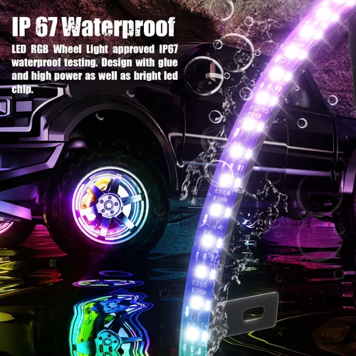 Miniatura 6 de Luces de rueda SUNPIE para camiones, luces de anillo de rueda de color de ensueño para coches con amplio ángulo para SUV con llanta de 17 pulgadas