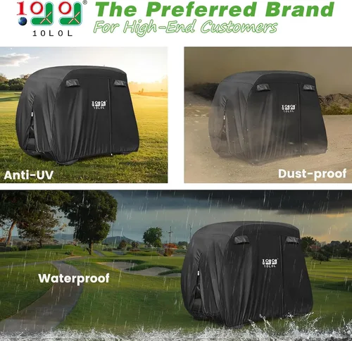 Miniatura 2 de 10L0L Fundas universales para carrito de golf Yamaha, Club Car, EZGO, impermeables, para 2/4 pasajeros, resistentes al agua, para carrito de golf