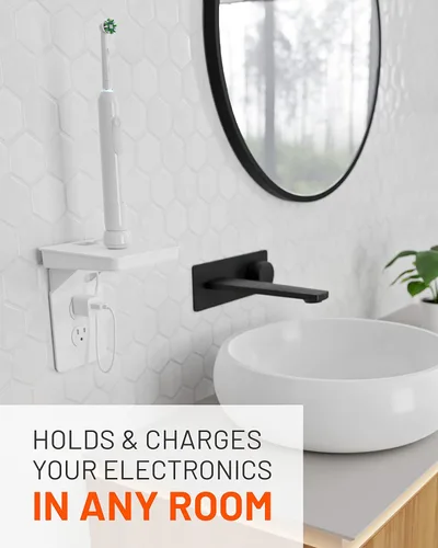 Miniatura 3 de Estante de toma de corriente Echogear para enchufes Decora/GFCI - Diseño de última generación con almacenamiento de cables incorporado y espacio