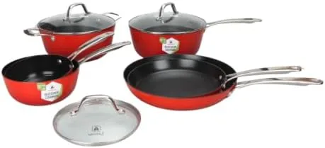 Miniatura 8 de LAGUIOLE, Juego de cocina de acero inoxidable de 7 piezas con revestimiento de cerámica antiadherente, mango extraíble, seguro para inducción, Oro