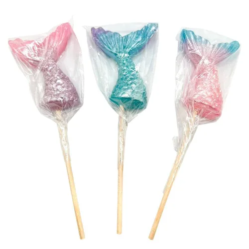 Miniatura 4 de Palitos de caramelo de sirena - 12 chupachups envueltos individualmente - Ideales para recuerdos de fiesta de sirena - Bolsas de regalo