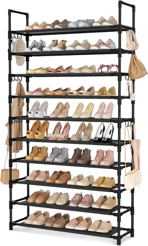 Miniatura 15 de LANTEFUL - Organizador de zapatos de 5 niveles, 12-15 pares, organizador de botas, estante resistente y estrecho para entrada, armarios con ganchos