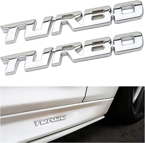 Miniatura 7 de AICEL Emblema de coche Turbo, 2 piezas 3D de metal Turbo insignia para el maletero de la carrocería lateral del auto, calcomanía decorativa