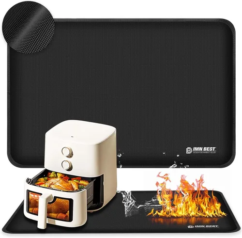 Tapete resistente al calor para sitio de freidora de aire, tapete de silicona ignífugo para encimera de cocina, antideslizante e impermeable,