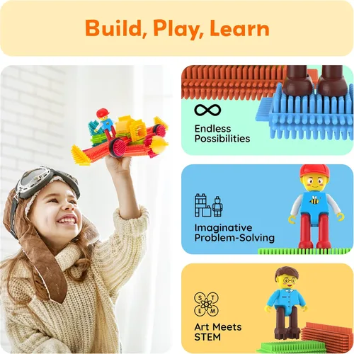 Miniatura 4 de Picasso Toys Bloques de Erizo 4 Figuras de Personajes de Acción Familiar Juguete para Niños Pequeños Construcción Bloques de Baldosas Paquete
