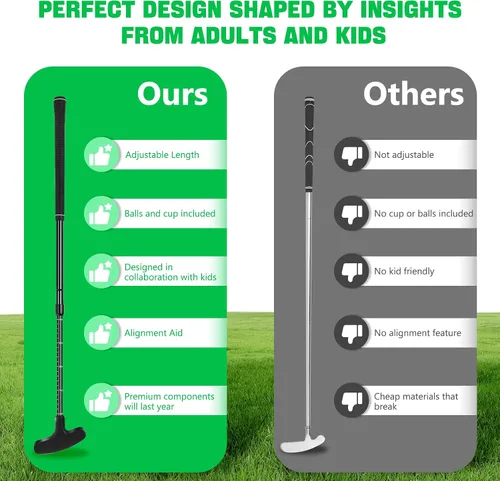 Miniatura 7 de Golf Putter, Golf Putters for Men & Women, Mini Putter, Club Golf Set, Bucket Golf Game, Two-Way Putters Includes Ball, Cup with Flag