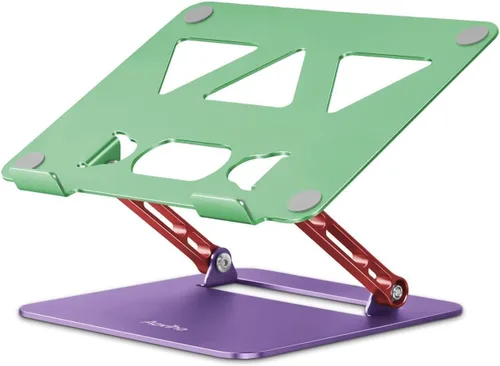 Miniatura 19 de Aoviho Soporte ajustable para laptop para escritorio, soporte portátil y elevador, soporte plegable de aluminio para computadora portátil para Negro