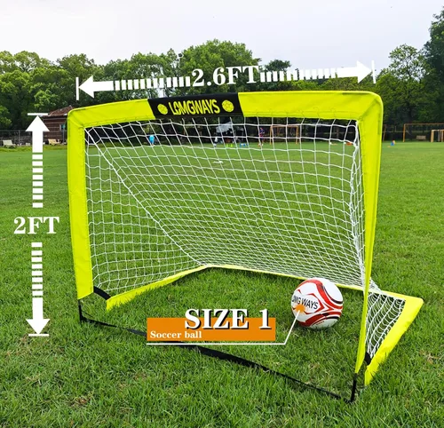 Miniatura 2 de LOMGWAYS Soccer Goal – Foldable Frame Net for Kids + Youth – Indoor + Outdoor Soccer Goal with Carry Bag – Easy Set up – Multiple Sizes for Practice