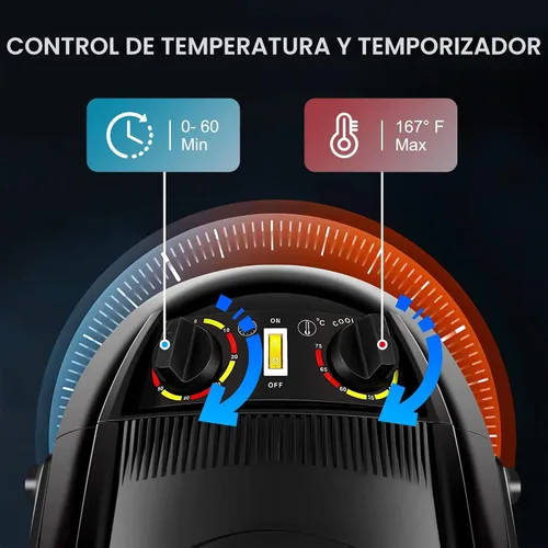 Miniatura 7 de Secador de pelo profesional de 1300W ajustable con capucha, de pie, base giratoria, con ruedas, para salón. Negro
