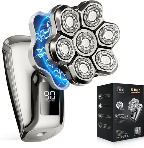 Miniatura 8 de Afeitadoras de cabeza para hombres Blad, cuchillas flotantes 7D, afeitadora eléctrica de cabeza IPX7, resistente al agua en seco y húmedo