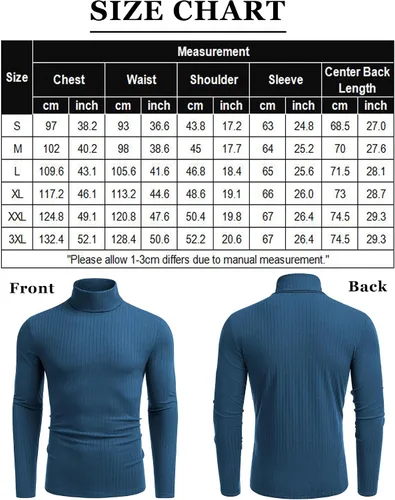 Miniatura 6 de COOFANDY Camisetas de manga larga con cuello alto para hombre, ajustadas, acanaladas, básicas, suéter de punto ligero