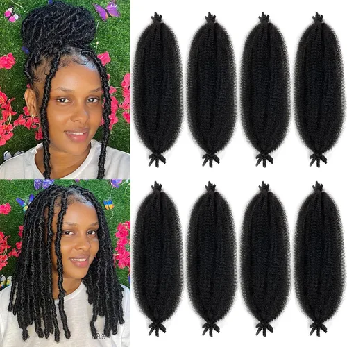 Miniatura 15 de Cabello Spring Twist Pre-Esponjado Color 4 Cabello Afro de Giros Elásticos 8 Paquetes Cabello Marrón Marley Twist para Trenzado para Locs de Marrón
