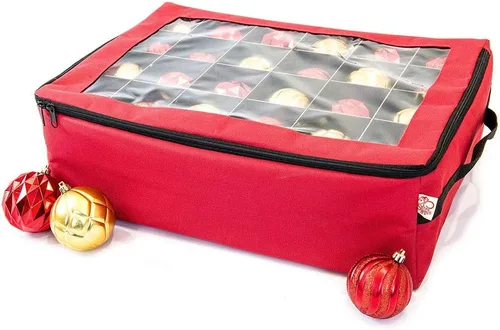 [Caja para guardar adornos navideños con divisores] (Capacidad para 48 adornos de hasta 3.0 pulgadas de diámetro), bandejas desmontables sin ácidos