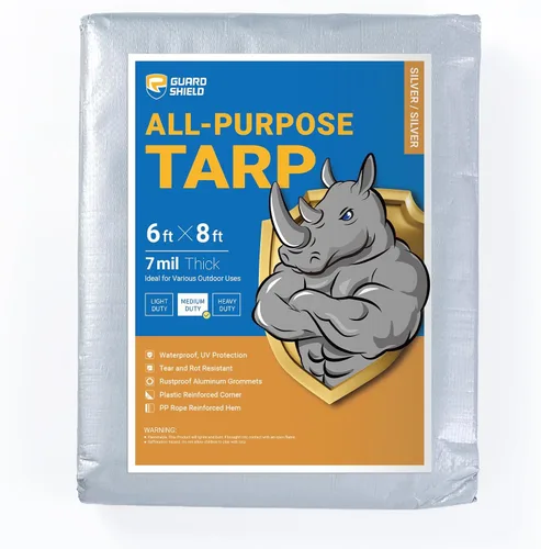 Miniatura 33 de GUARD SHIELD Lona blanca de 20 x 20 pies, cubierta de lona de polietileno de uso medio y multipropósito de 7 mil Blanco