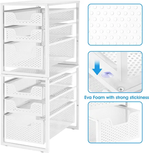 Miniatura 5 de Simple Trending - Organizador de gabinete de 3 niveles para debajo del fregadero, con cajón de almacenamiento deslizante, organizador de mesa