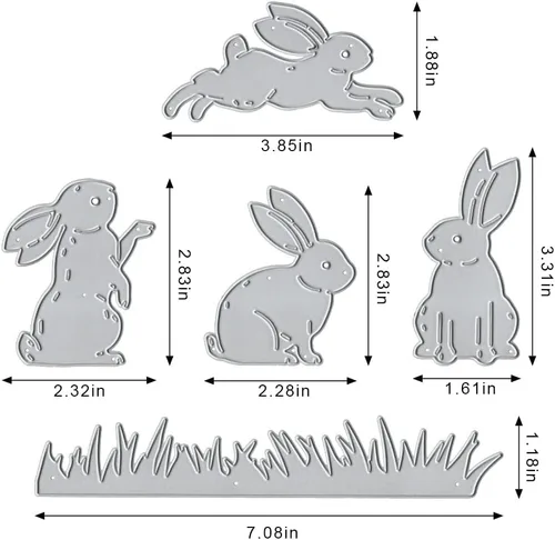 Miniatura 2 de Fondo de conejo de Pascua de metal, troquelados para hacer tarjetas, hojas de marco de corte para decoración de bricolaje, manualidades, tarjetas, 4