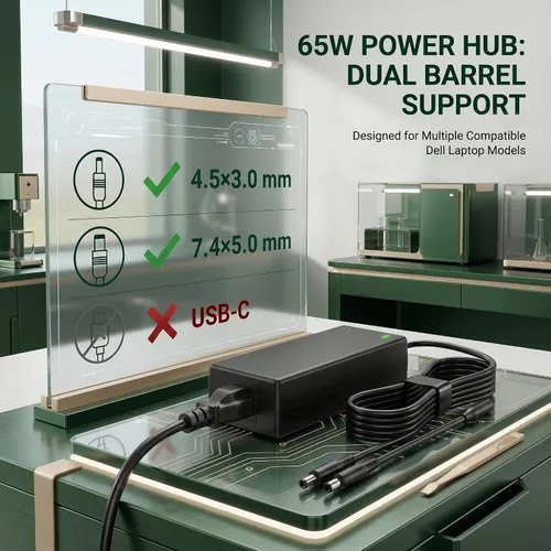 Miniatura 4 de Cargador para portátil de 65 W compatible con Dell Inspiron Latitude, 0.177 in/0.291 in 65W Adapter with 4.5mm & 7.4mm Dual Tips. Compatible with