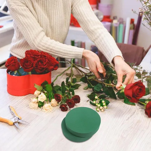 Miniatura 5 de CCINEE Bloques de espuma florales redondos, ladrillos de espuma húmedos grandes de 6 pulgadas para suministro de arreglos florales de pasillo