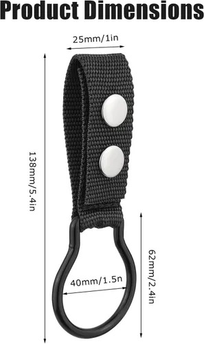 Miniatura 6 de UIInosoo - Soporte de anillo de linterna de nailon con doble clip para cinturón de servicio, mantiene la linterna de célula D/C Negro 1 paquete