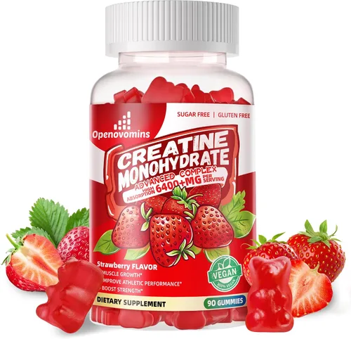 Miniatura 9 de Complejo de gomitas de monohidrato de creatina para hombres y mujeres, fórmula avanzada con L-taurina + vitamina B12, suplemento masticable sin