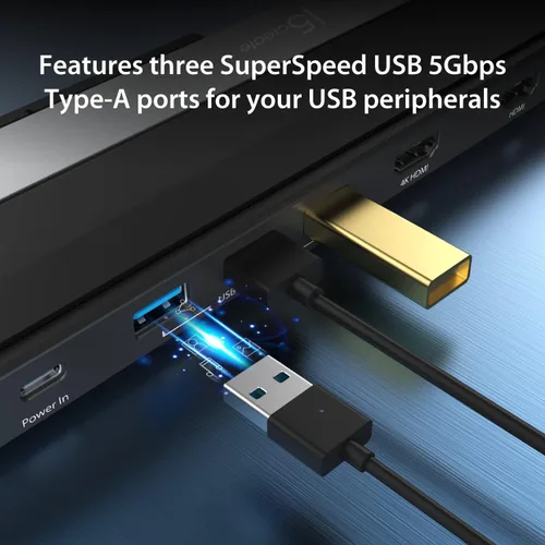 Miniatura 5 de j5create Estación de acoplamiento HDMI dual USB-C (10 en 1), pantalla HDMI dual 4K + 1080p, USB-A x3 de 5 Gbps, lector de tarjetas SD, PD 100 W