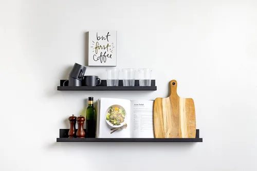 Miniatura 2 de Infinite Design - Estante flotante de metal de 24 pulgadas Moderno repisa de acero con recubrimiento en polvo negro, fabricado en Estados Unidos