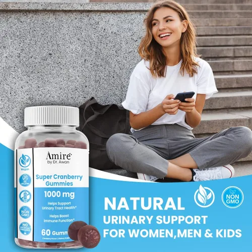 Miniatura 3 de Amire by Dr. Awan Super Cranberry Gomitas ayudan a apoyar la salud del tracto urinario, ayuda a aumentar la función inmunológica, masticables