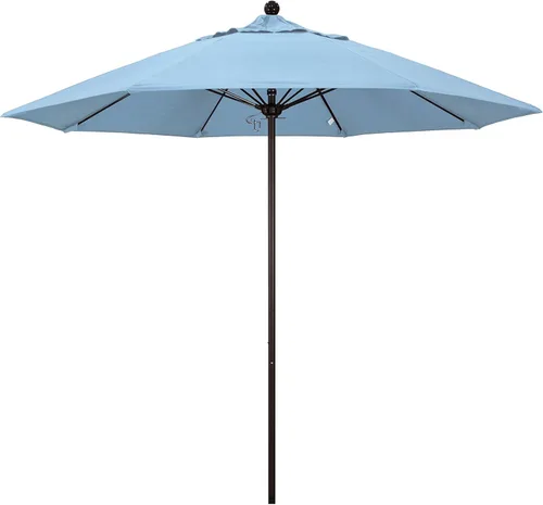 California Umbrella ALTO908117-5410 Venture Series - Sombrilla comercial para patio, 9 pies redonda, color azul aire Sunbrella