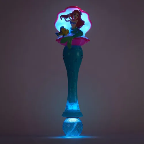 Miniatura 2 de Disney Store Varita de burbujas con luz y sonido oficial de The Little Mermaid Ariel & Flounder - Juguete LED interactivo, perfecto para niños
