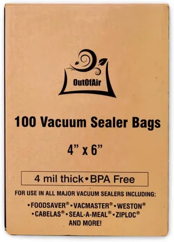 Miniatura 2 de OutOfAir 100 bolsas para sellador al vacío: bolsas precortadas de 10.2 x 15.2 cm - Funciona con FoodSaver y otras máquinas - 33% más gruesas, sin