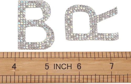 Miniatura 6 de Mega Pet 52 parches de diamantes de imitación de cristal de la A ~ Z, parches adhesivos termofusibles en caliente, apliques para ropa, mochilas
