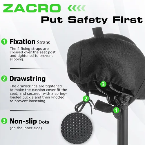 Miniatura 5 de Zacro Cojín de asiento de bicicleta, funda acolchada de gel para asiento de bicicleta para hombres y mujeres, cómodo, asiento de bicicleta