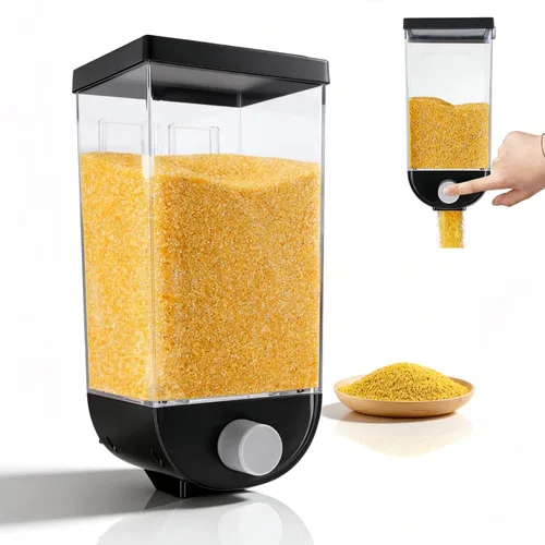 Cyrank Dispensador de arroz, dispensador de cuentas de lavandería para colgar en la pared, contenedor de almacenamiento de alimentos secos,