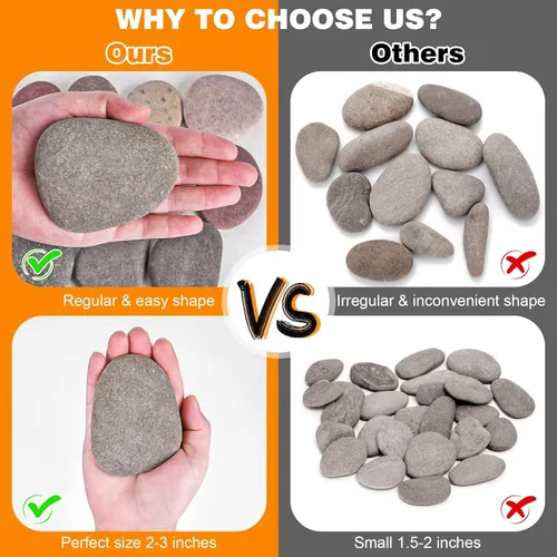 Miniatura 3 de Rocas de río para pintar 15 piezas, rocas grandes de 2 a 3 pulgadas, piedras planas y lisas para pintar, rocas artesanales para pintar