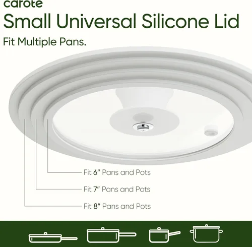 Miniatura 8 de CAROTE 2 piezas de tapa universal de silicona para ollas, sartenes y cacerolas, tapa de olla para 6", 7" 8" y 9.5", 10", 11" de diámetro. Utensilios