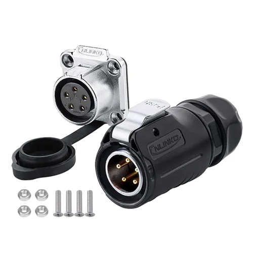Miniatura 9 de CNLINKO Serie LP20 Conector Impermeable, Conector de Potencia IP68 4 pines 20A 500V M20 Conector LED, Aprobado UL CE Rohs (4 pines)