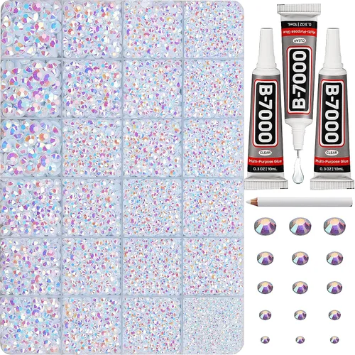 Miniatura 38 de 31000 piezas de diamantes de imitación para hacer brillar, kit de 3 mm de diamantes de imitación con parte trasera plana para manualidades, ropa