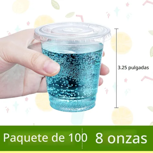 Miniatura 2 de Eupako - Vasos de plástico con tapa de 8 oz (237 ml), 100 juegos, vasos desechables transparentes con tapa, contenedores para bebidas frías, 8 oz