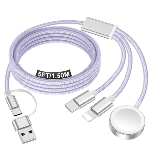 Miniatura 13 de Esenciales de viaje para cargador de Apple Watch, cargador de iPhone, cable de carga de viaje 3 en 2 tipo C/Lightning/magnético, cable de carga