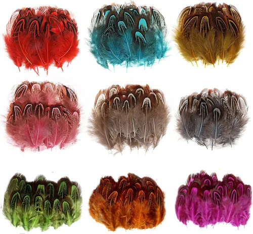 MWOOT Crafts Art - Plumas de colores – Paquete de 180 mini plumas de faisán para manualidades, joyas, fabricación de atrapasueños, decoración del