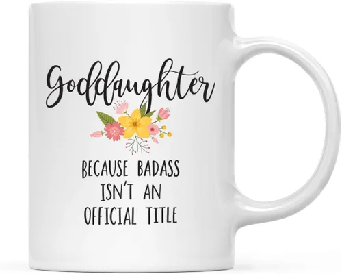 Miniatura 36 de Andaz Press Taza de café de 11 onzas, regalo de broma, tía porque Badass no es un título oficial, gráfico floral, 1 paquete