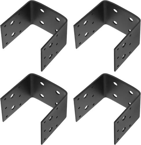 Miniatura 4 de 4 PCS soportes de base de medio poste negros, compatible con conector de anclaje de poste de 4 x 4, soportes colgantes para viguetas de marco