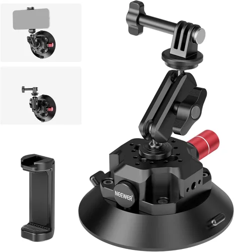 Miniatura 12 de NEEWER Soporte de ventosa para cámara de 6 pulgadas con brazo mágico de cabeza de bola, soporte de ventosa de metal en el tablero del parabrisas